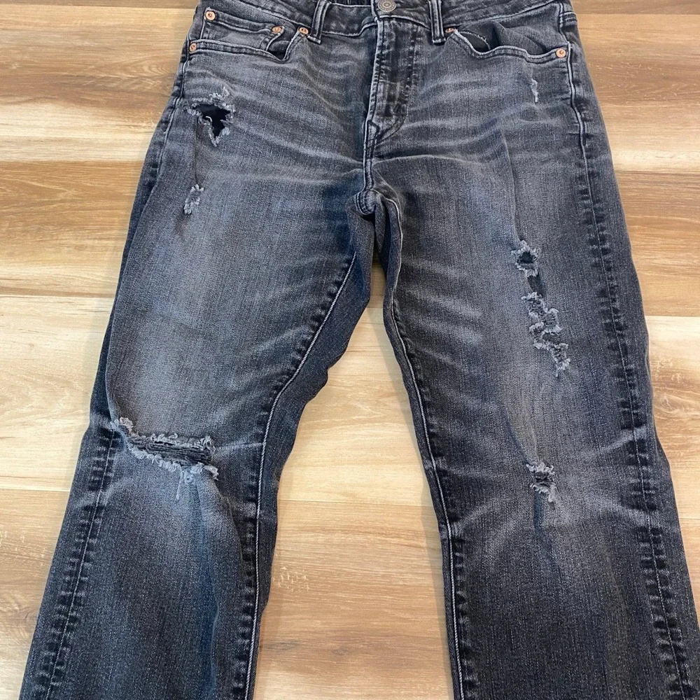American Eagle Athletic Fit Airflex+ Distressed Black Jeans 30x30 Mens